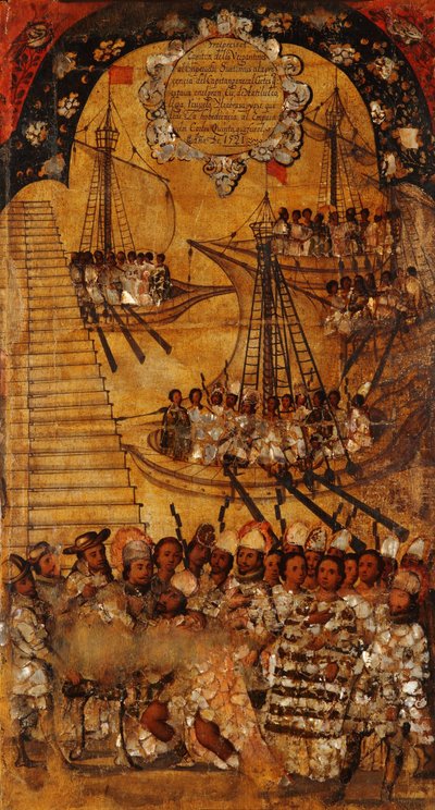 La conquista de México. Tabla XXIV de Miguel Gonzales